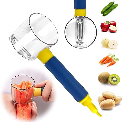 SKRYUIE Pelador multifuncional de la cocina del acero inoxidable, pelador del almacenamiento de verduras con el envase, ergonómico, a prueba de