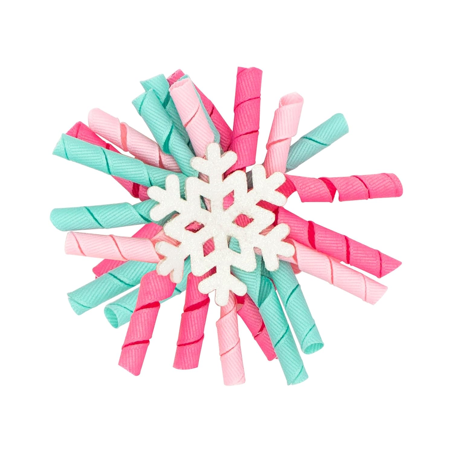 Wee Ones Girls’ Large 4″ Grosgrain Wiggles on a Snowflake WeeStay Hair Clip, Large, Pink
