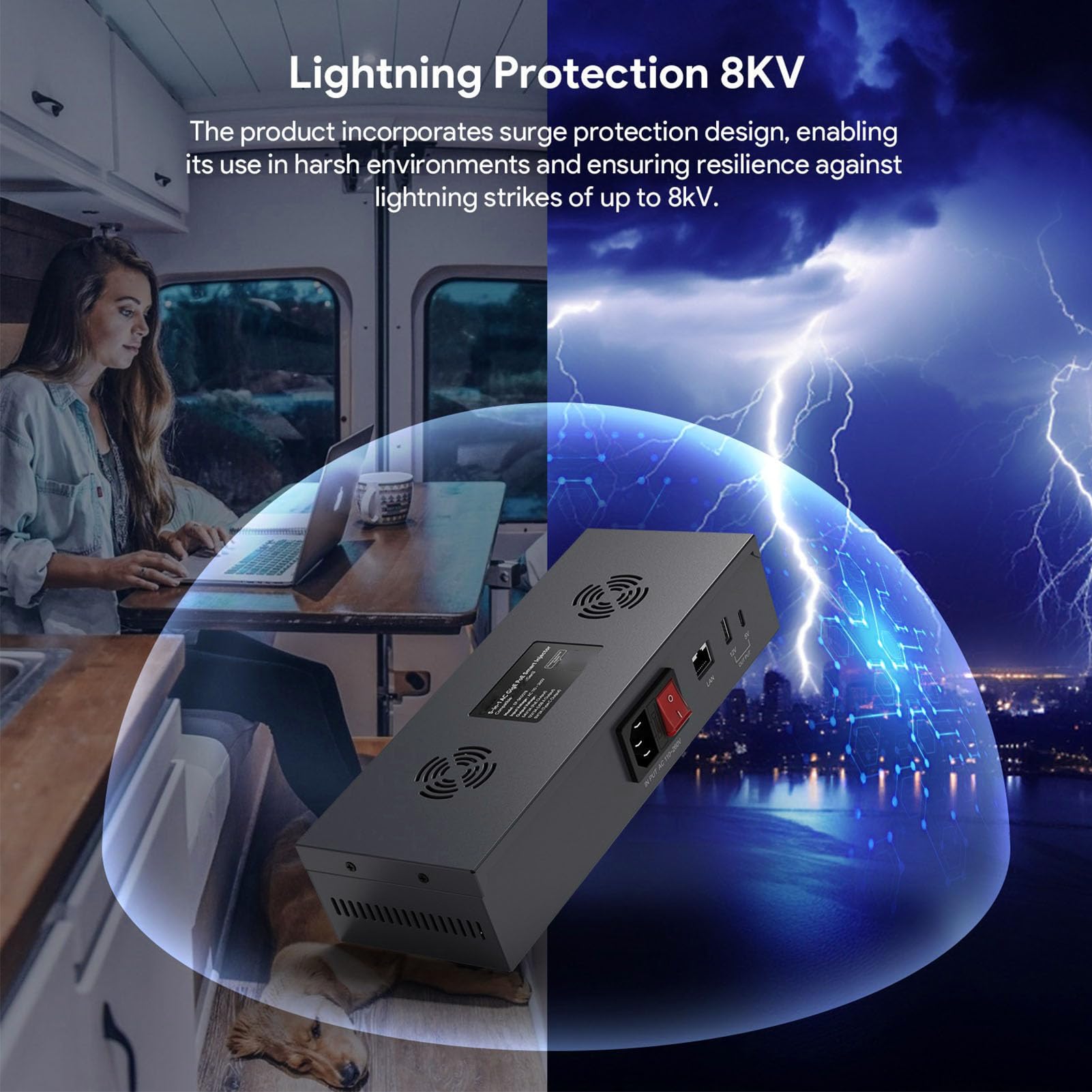 Generic Zestaw Gigabitowego Iniektora PoE 150 W Zapewniający szybką wydajność Sieci Rozdzielacz GigE PoE do Anten Mini Antenowych (wtyczka UE)