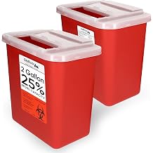 Oakridge Products Large Sharps Container for Home Use and Professional 2 Gallon 2-Pack with Sliding Top, Biohazard Needle and Syringe Disposal, CDC Certified