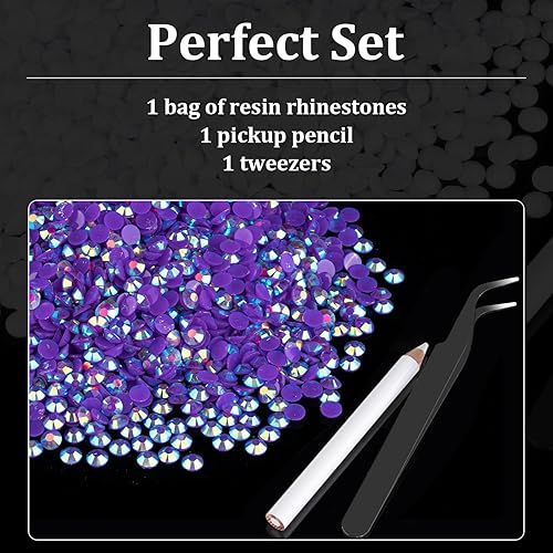 Miniatura 4 de 6000 piezas de 4mm de Rhinstones de Resina en Masa, Rhinstones de Jelly AB Morado Oscuro con Parte Posterior Plana, Redondos, para Adornar, No
