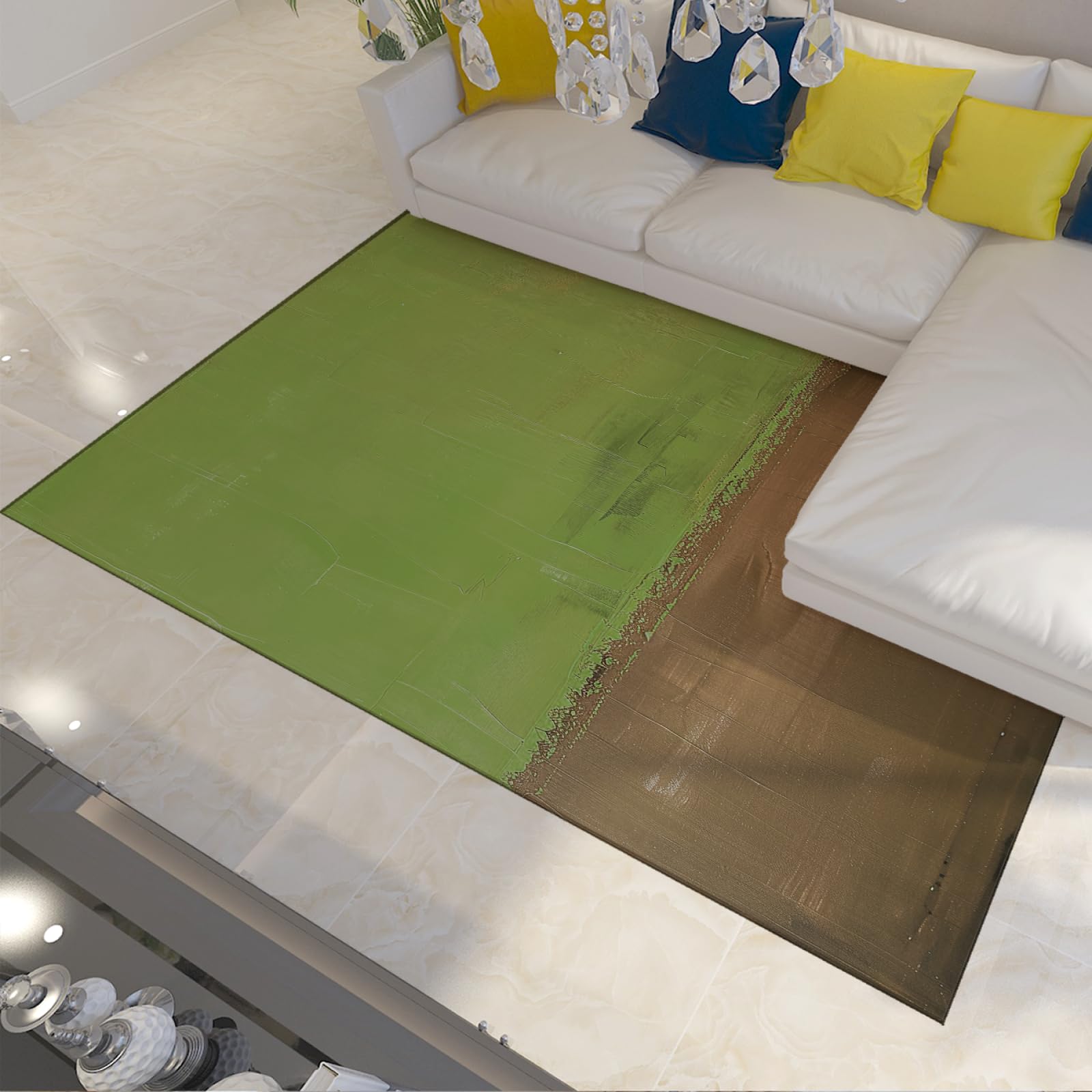 Tapis verts et gris d’entrée lavable mince pour mud room et cuisine