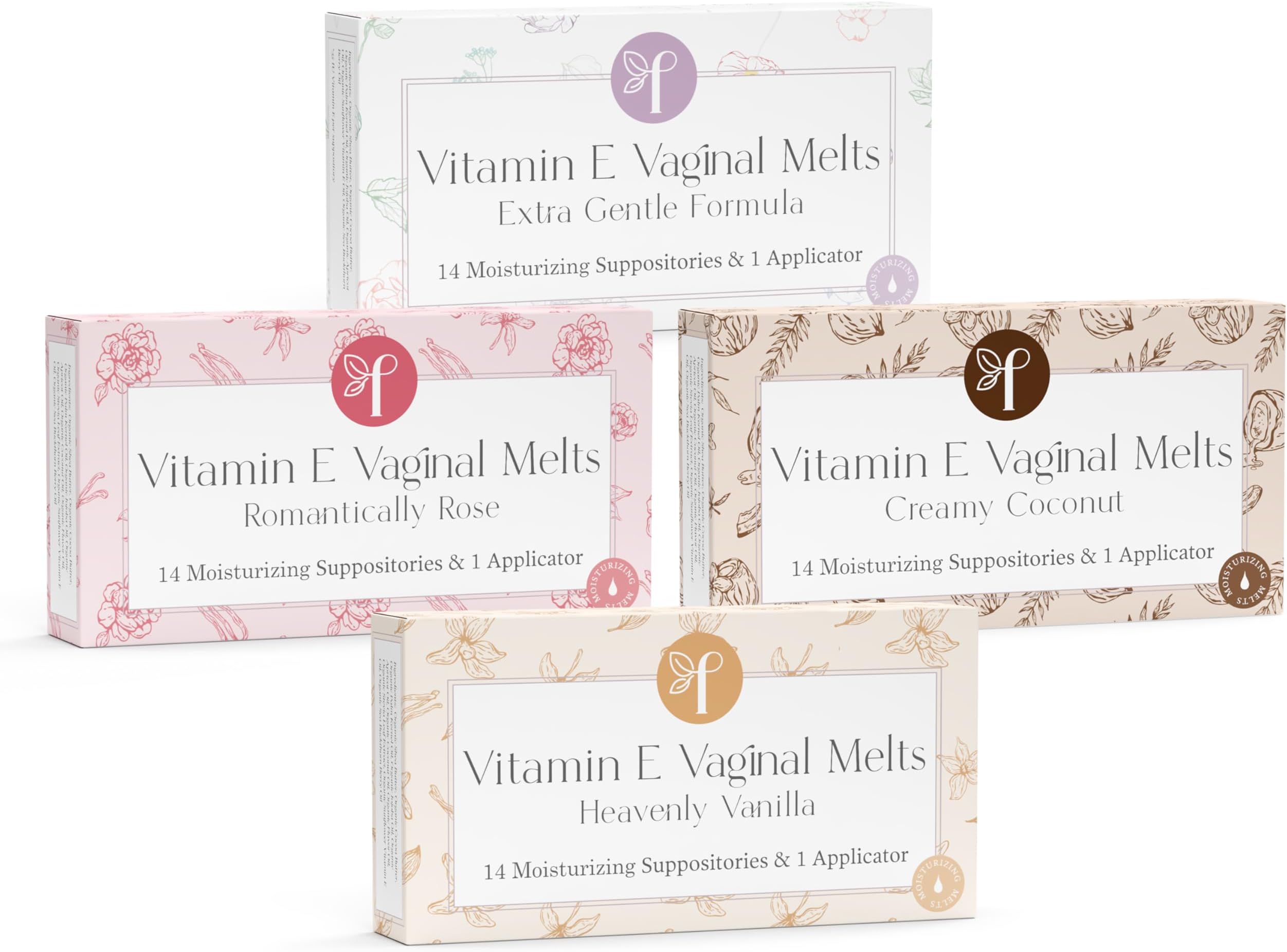 Femallay Organic Vaginal Melts – Variety 4 Pack – 100% Natural Relief for Dryness, Odor & Daily Feminine Discomfort – 14 Count + Applicator