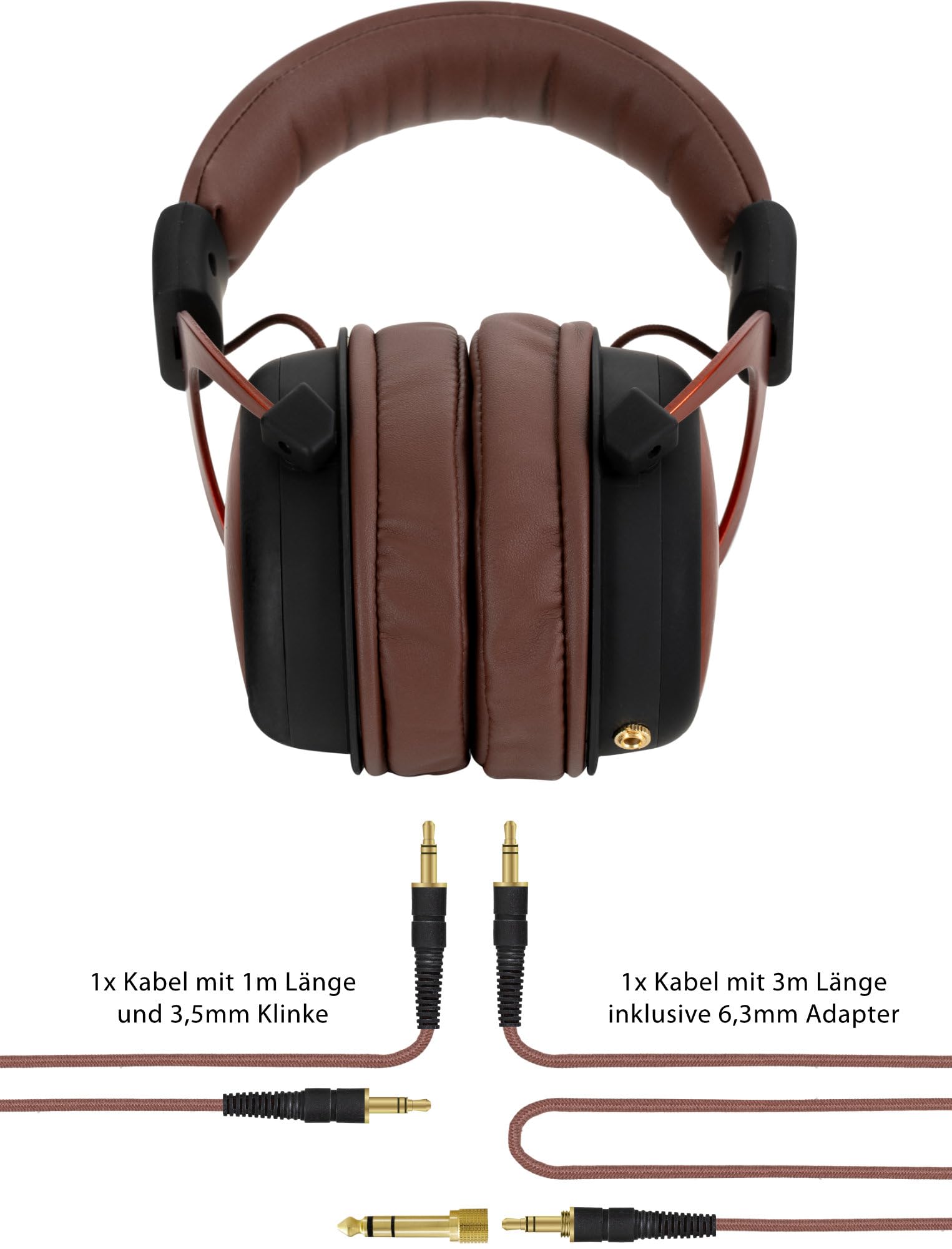 Pronomic KH-6093 KU Auriculares de Estudio Cobre/Marrón, 3 mm, Peso: 285 g | Auriculares cerrados Over-Ear con gran comodidad, Impedancia nominal: 60 ohmios, Sensibilidad: 98 dB (± 3 dB), 3 mm