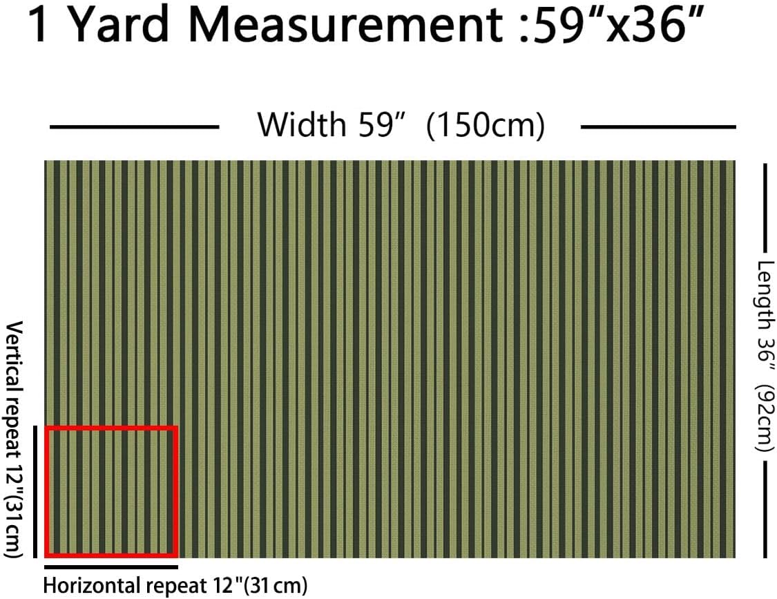Geometric Stripes Fabric by The Yard,Green Black Striped Soft Flannel Polyester Fabric,Minimalist Art No Stretch Fabrics,Green Black Crafts & Sewing Supplies DIY Fabrics,2 Yard Bolt,72" L x 59" W