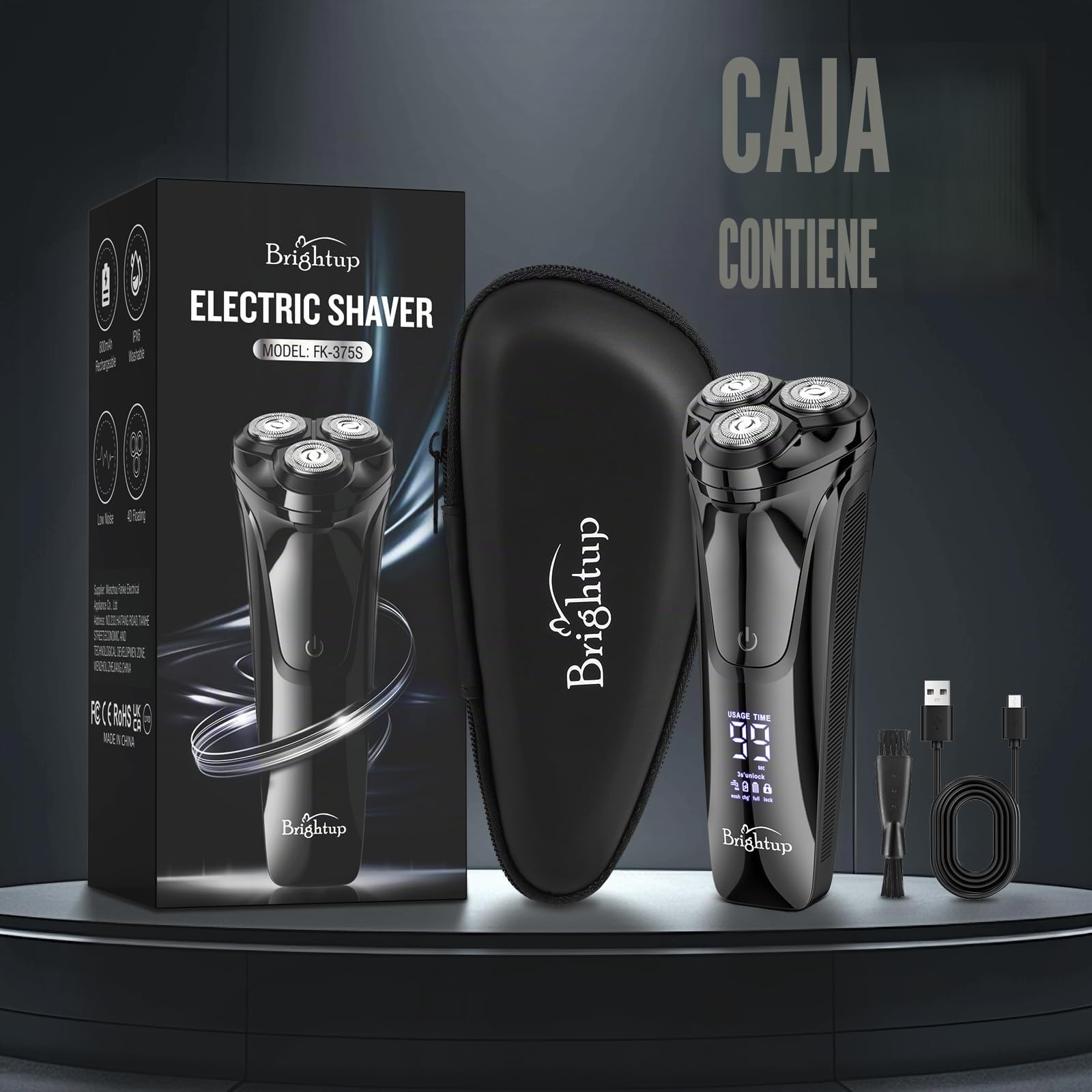 Brightup Maquinilla de Afeitar Hombre con Cabezal Flotante 4D, Afeitadora Eléctrica en Húmedo y Seco para Hombres, Recortador de Barba Impermeable IPX6, Carga USB-C y Recorte Emergente