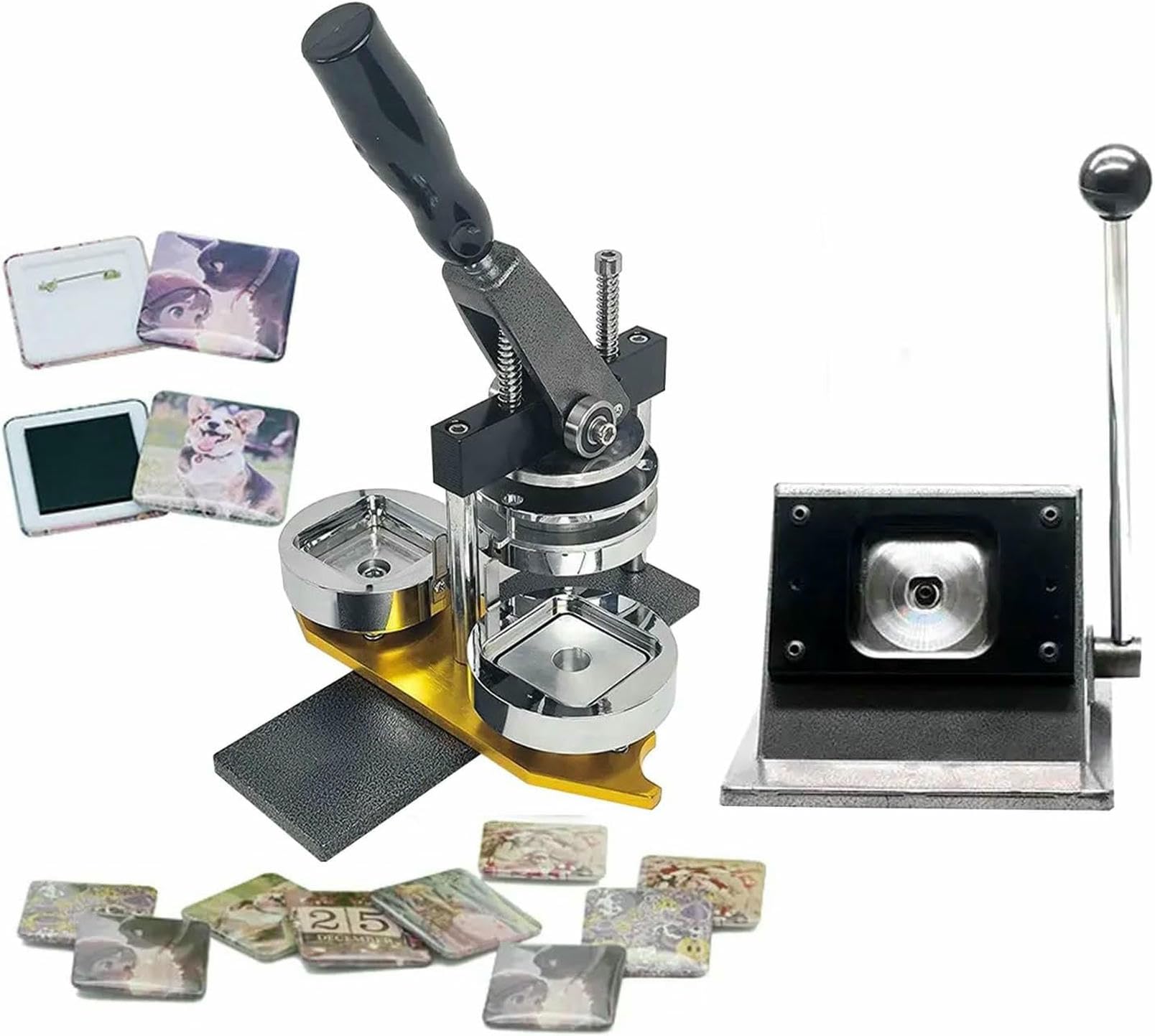 JKJZSALJ Badge Maker Machine,2X2Inch Square Fridge Magnet Maker Machine,Diy Refrigerator Magnets,Photo Cutter,Photo Button Making Press Machine Complete Kit