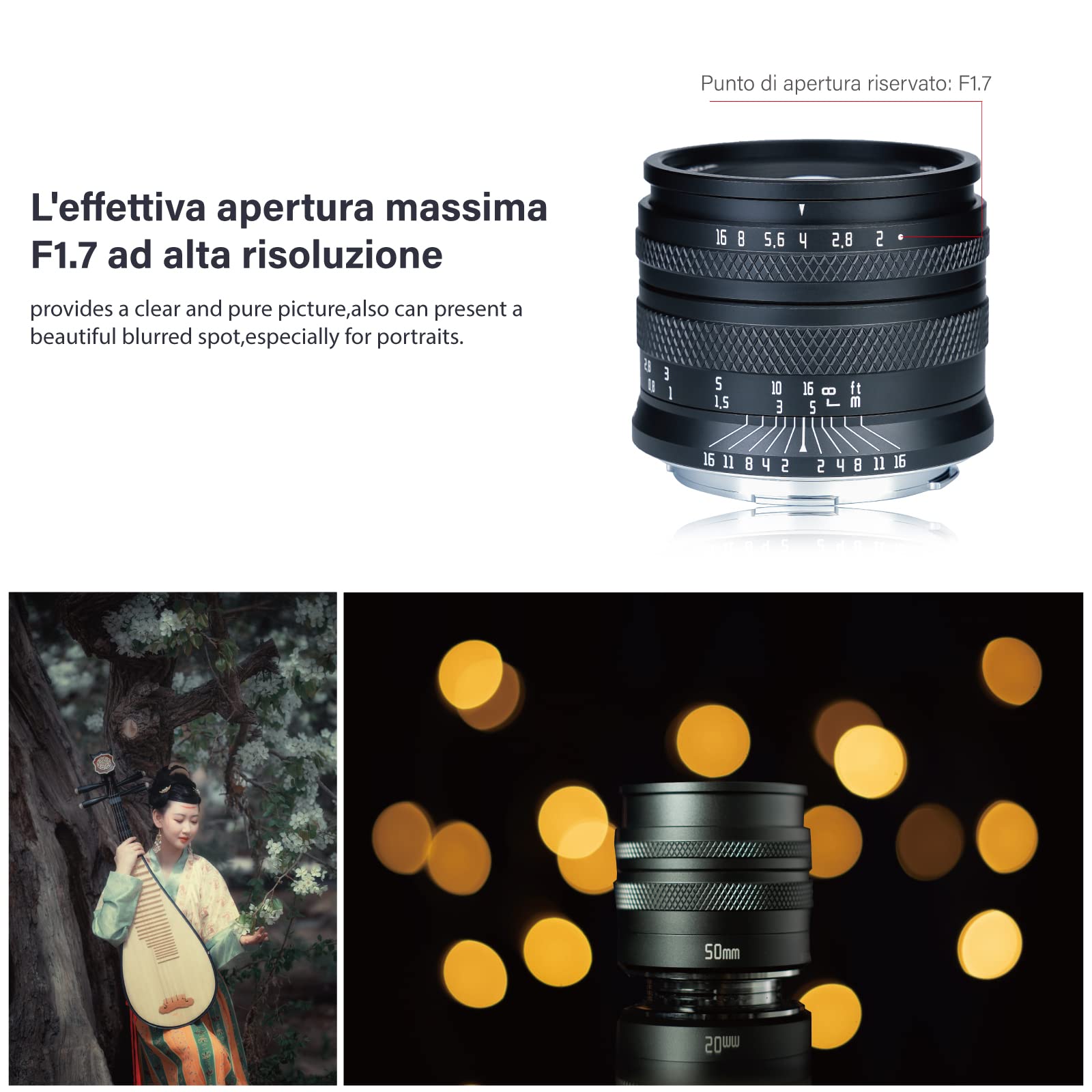 AstrHori 50 mm F2.0 Obiettivo per ritratto full frame manuale ad ampia apertura compatibile con Panasonic LUMIX Olympus Micro 4/3-Mount Mirrorless Camera G1,G2,G3,G5,G6,G9,GH1,GH2,GH3,GH4, GH5,ecc