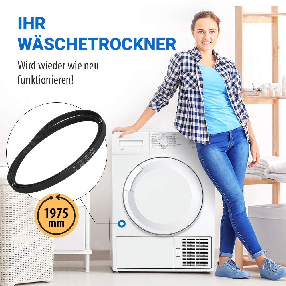 VIOKS Pasek klinowy wielorowkowy pasek klinowy pasek 1975 PH 7 zamiennik do AEG AEG Electrolux 1258288107 1258288222 Bosch Siemens 00118373 do suszarki bębnowej pasek żebrowy pasek napędowy pasek
