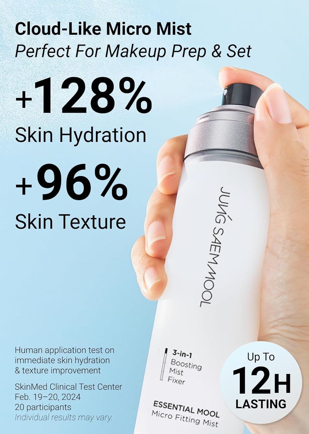 JUNG SAEM MOOL Essential Mool Micro Fitting Mist | Micro-Fine Setting Spray for Makeup & Hydrating Primer for Face with Thermal Spring Water, Long-Lasting Fix & Dewy Finish, Korean Makeup (4.06 Fl Oz) - Image 4