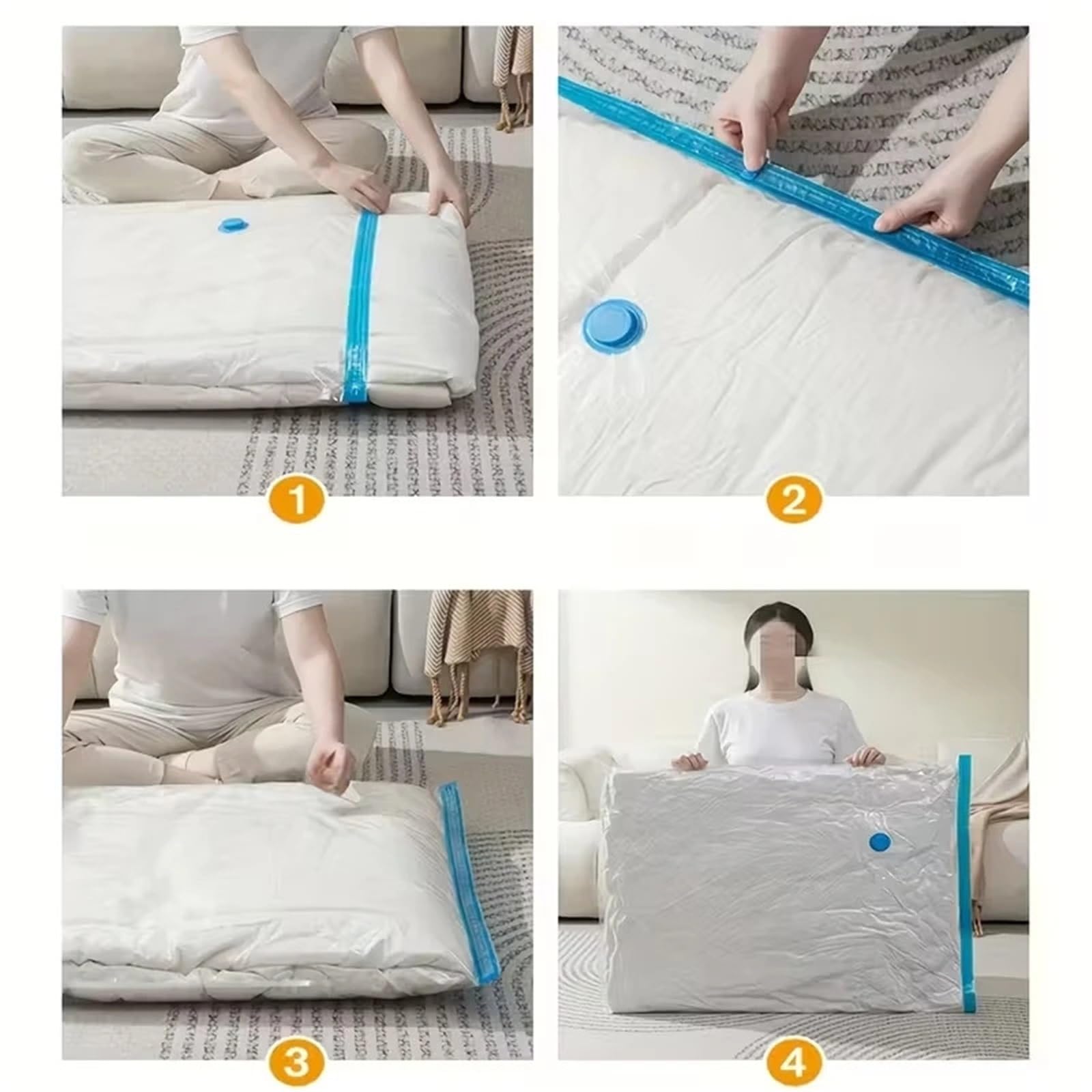 Vakuumbeutel 9-teiliges Wäschestaubsauger-Set | Platzsparende Taschen, große Decken, Kleidung, kleine Versiegelungen