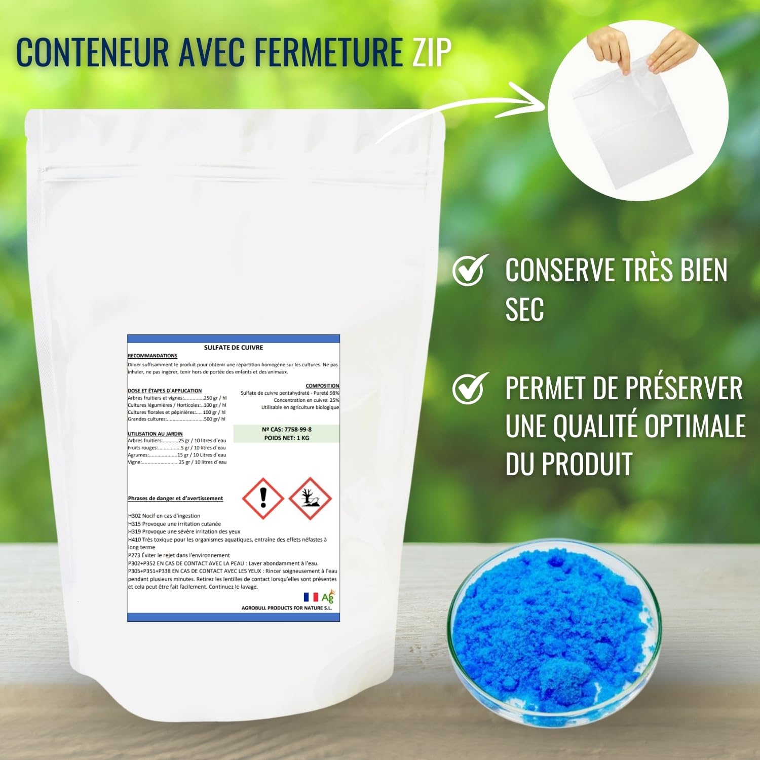 Sulfate de Cuivre 1KG | AGROBULL PRODUCTS FOR NATURE |