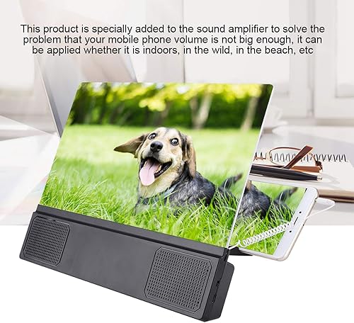 Miniatura 2 de Lupa de pantalla de teléfono móvil de 12 pulgadas, altavoz Bluetooth incluido, pantalla de aumento universal plegable para teléfono celular,