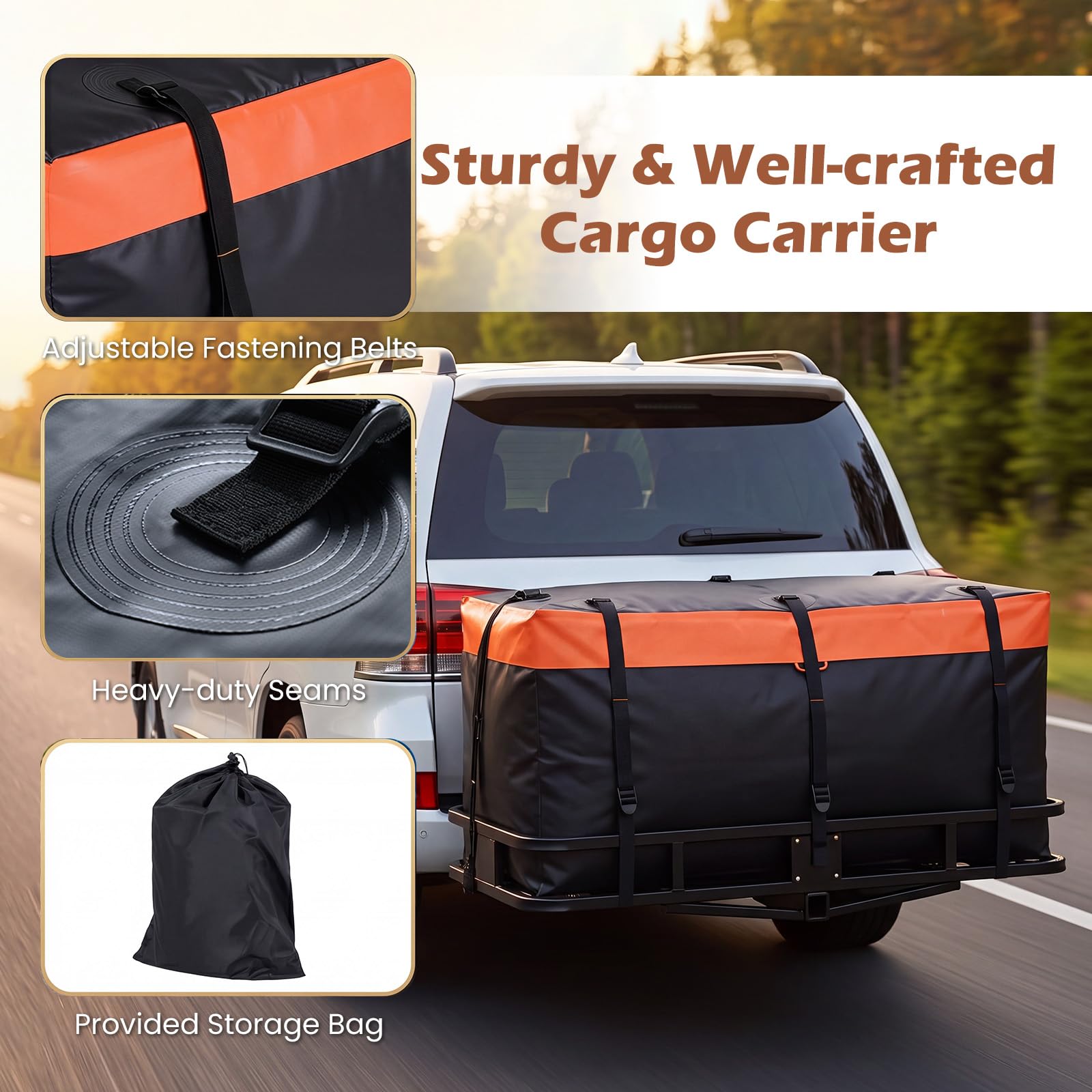 GIANTEX Borsa da Carico per Camion e Cassone Auto, Borsa da Trasporto Impermeabile in PVC Resistente con Cinghie di Fissaggio per Gancio di Traino, per SUV, Fuoristrada e Furgoni (146 x 61 x 51 cm)