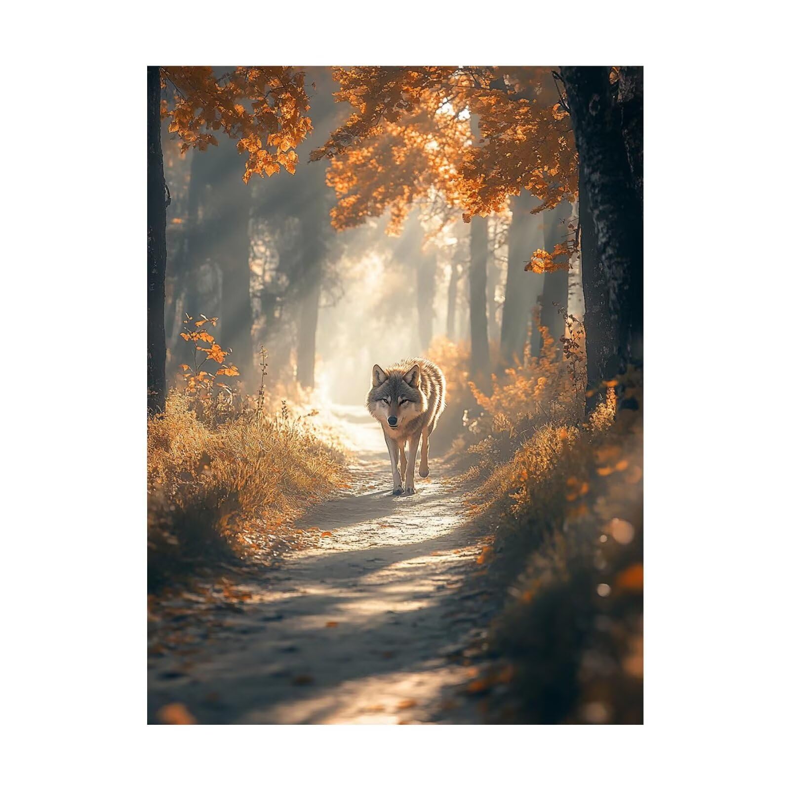 Wilk do malowania po numerach, dla dorosłych, malowanie drzew po numerach, dla dorosłych, materiały plastyczne z kolorowym płótnem do malowania 100 x 137 cm, 36 kolorów farby akrylowej i pędzla