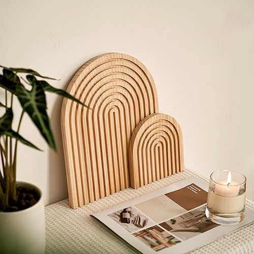 Miniatura 2 de Homtik Arcos de arco iris de madera, decoración bohemia para estante de pared, chimenea de chimenea, mostrador, mesa, tocador, estantería,
