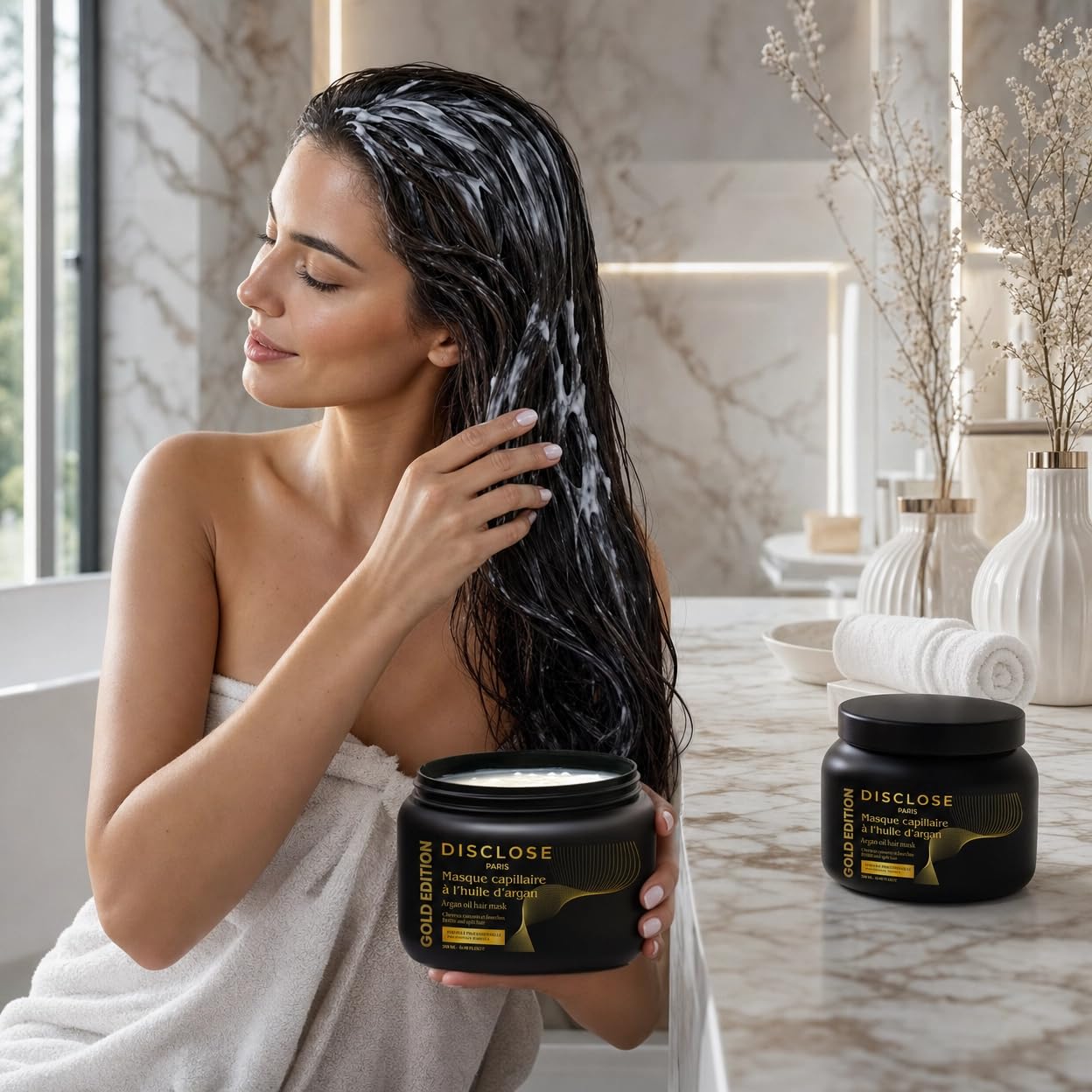 SHAMPOING 500 ML + MASK 500 ml + Krem HYDRACYJNY 400 ML OLEJU ARGAN - BEZ SELS NI PARABENS - PROFESJONALNA FORMULA