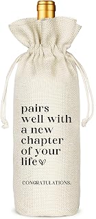 TBITON New Job Gifts, Farewell Gifts for Coworkers,New Beginning Gifts, Wine Gift Bags Going Away Gift for Friends Coworker Boss, Pairs Well With A New Chapter of Your Life (Beige-NEW JOB02) B0DHHFYD2C