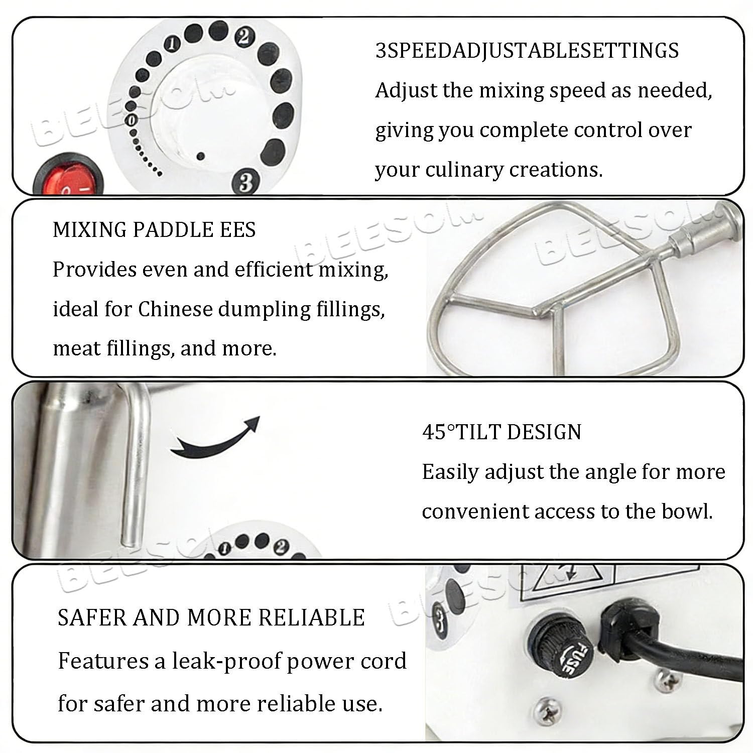 impastatrice planetaria,Macchina Pasta elettrica,7L capacità,0-302Rpm,500W,Accessori Completi,per Pizzeria boulangerie Gastronomia White-7L