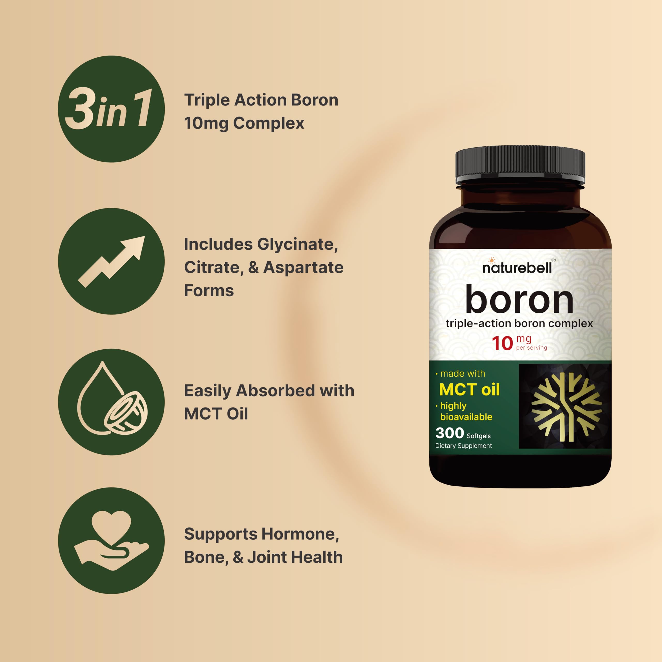Complément Alimentaire Bore 6mg - 180 Comprimés, Pour Os Et Articulations, Végan, UK