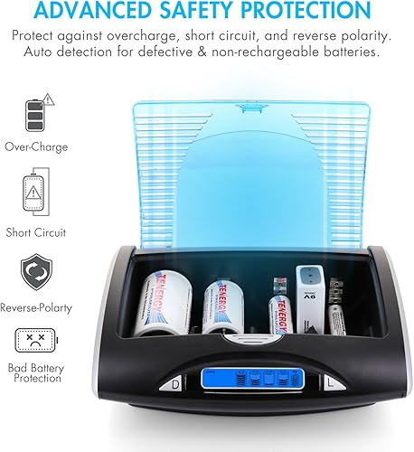 Miniatura 8 de Tenergy Cargador de batería LCD universal T9688 y 12 pilas recargables AA y 8 AAA Premium NiMH