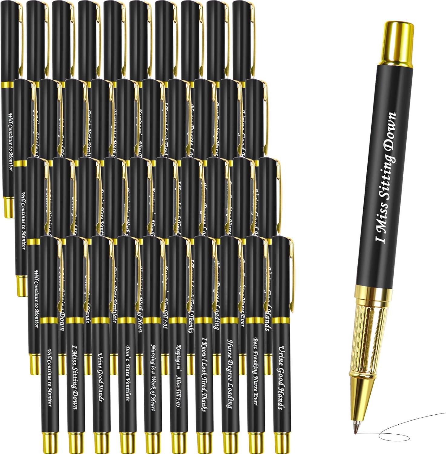 40 Pieces Funny Nurse Pens for Work Black Ink Ballpoint