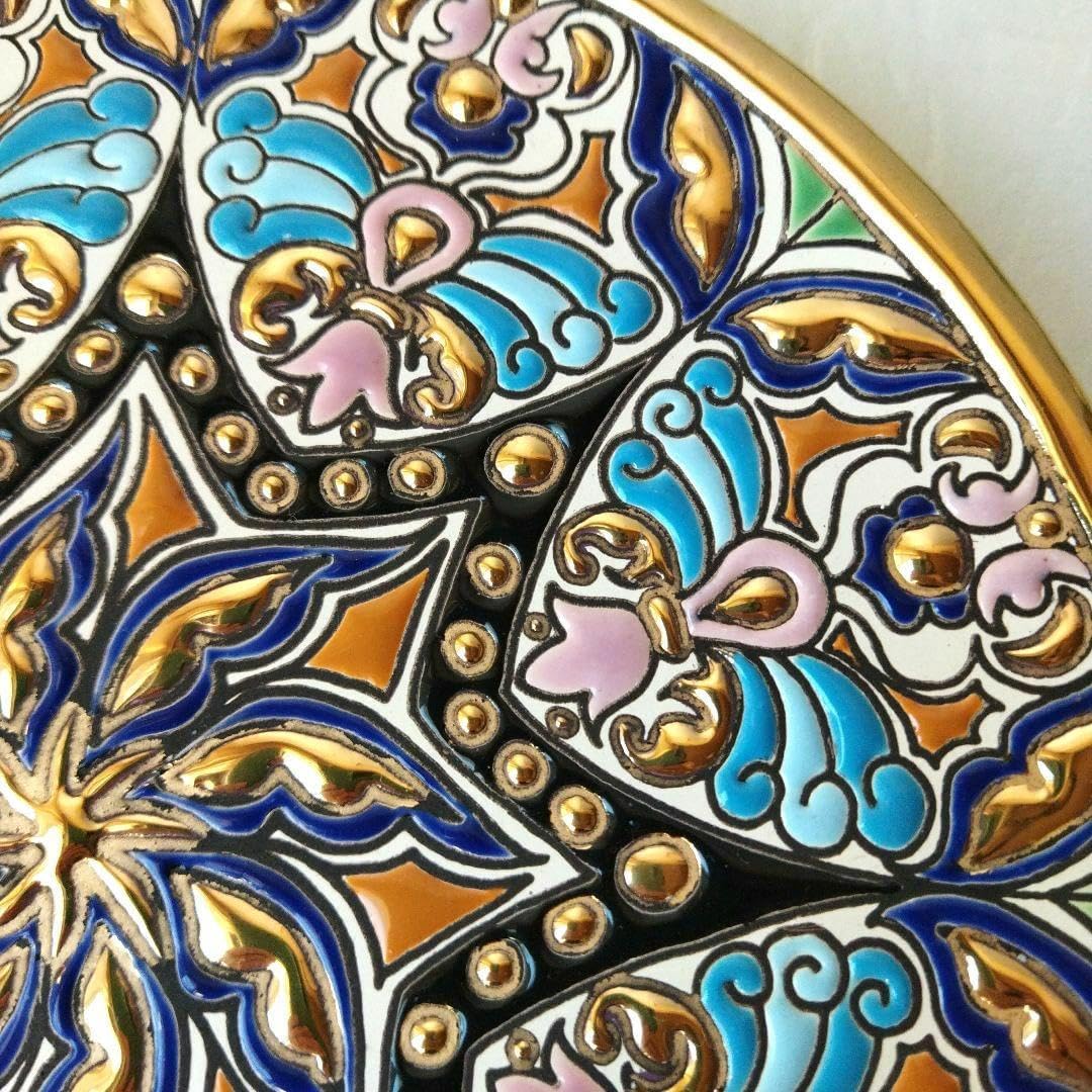 セビリア焼 SPAIN スペイン SEVILLA 24k 金彩 飾皿 ゴールド SPAIN