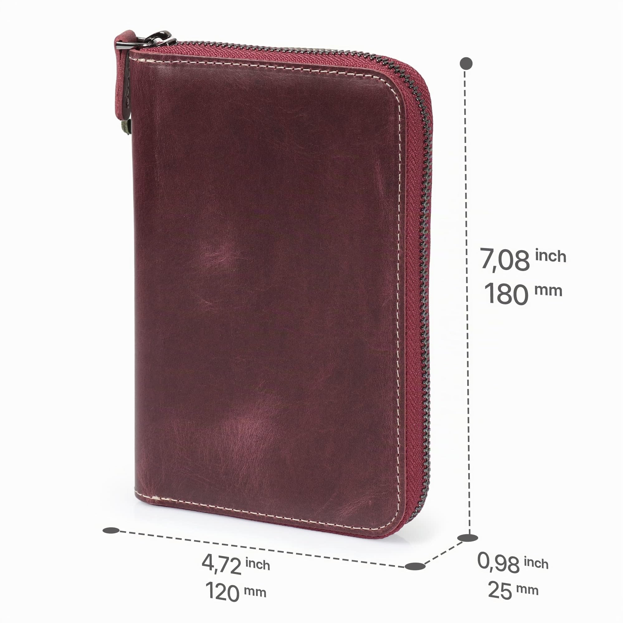 Otto Angelino Londo Padfolio aus echtem Leder, Damson, One Size