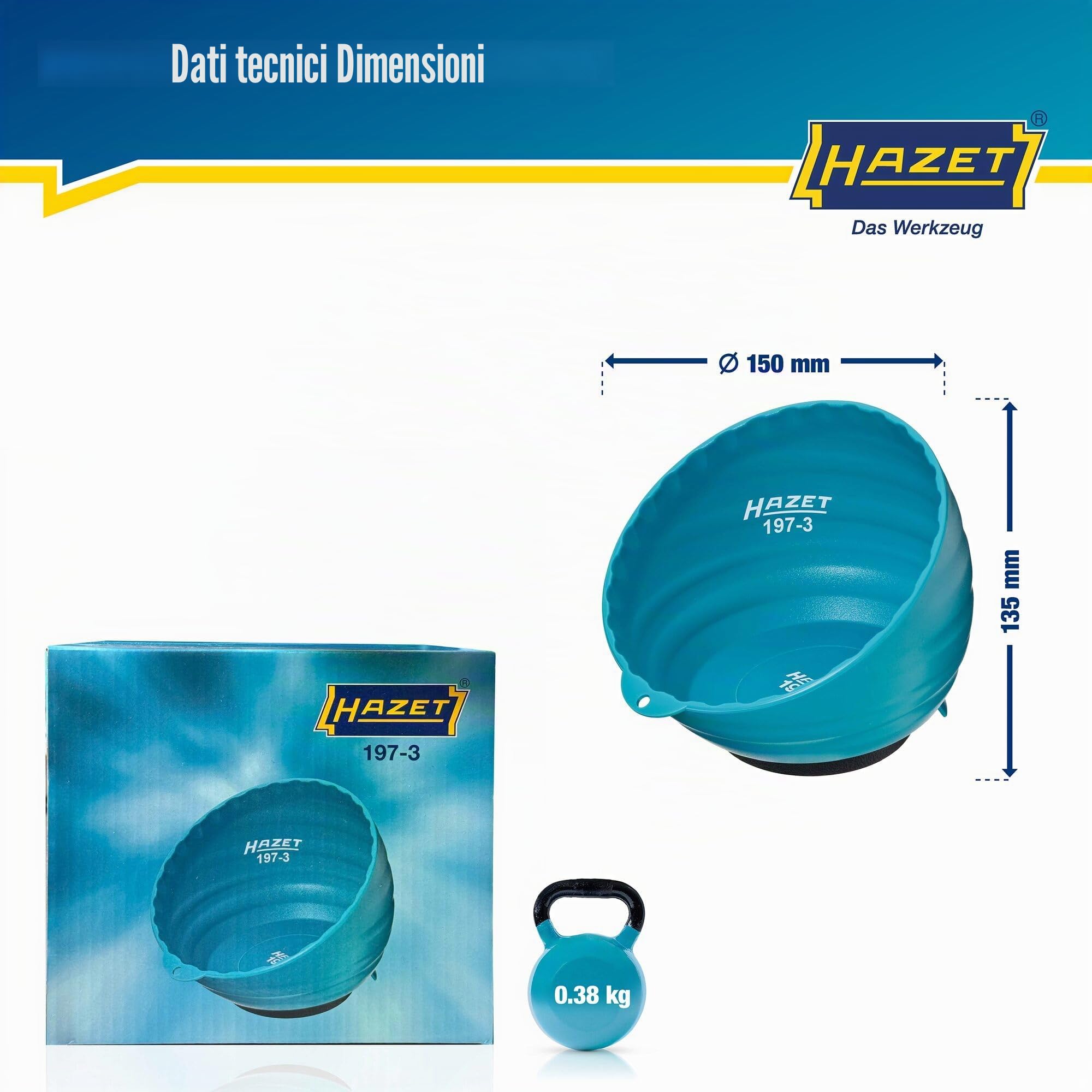 Hazet 197-3 Scodella Magnetica150 Mm, Argento