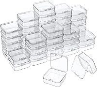Vista 1 de 48 paquetes de recipientes pequeños de plástico transparente, cajas de almacenamiento transparentes con tapa con bisagras para objetos pequeños
