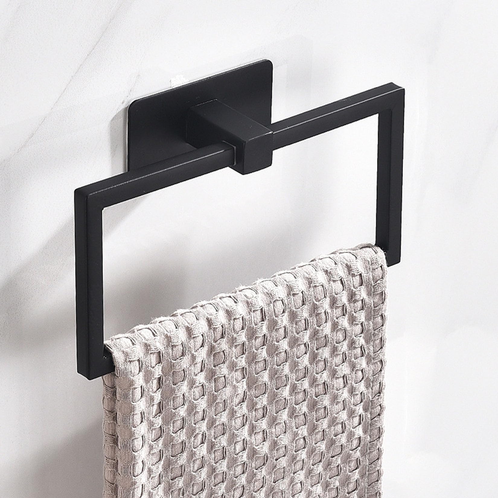 Porte-serviettes en acier inoxydable, anneau carré haut de gamme sans perçage