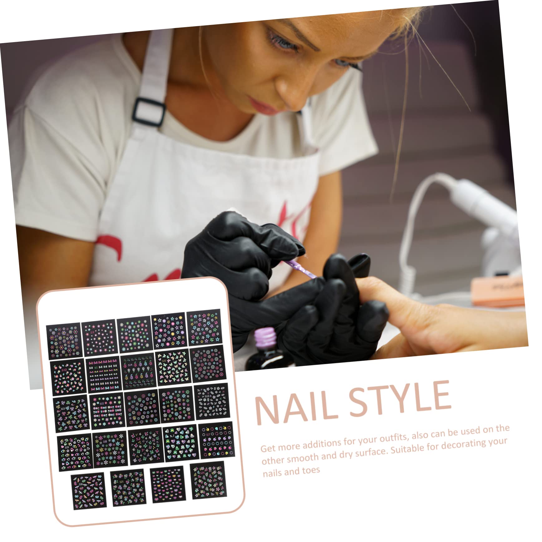 Ipetboom 120fogli Nail Stickers Fluorescent Nail Art Decal Per Decorazioni Unghie Per Compleanni e Cosplay Facili Applicare e Condividere