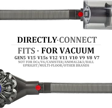 Fullclean Dryer Vent Cleaner Hose Vacuum Attachments for Dyson GEN5 V15 V15s V12 V11 V10 V9 V8 V7 Detect Absolute Cyclone Outsize Slim Vacuum Cleaner Nozzle Crevice Flexible Lint Removal Tool