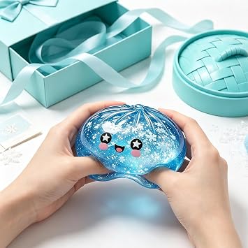 Kawaii Bao Bun Squishy mit Dampfkorb- Quetschspielzeug Langsam Rückfederndes Stressabbau Spielzeug Sensorik Fidget Toy für Kinder und Erwachsene Geschenk für Schule Büro Reise (A-Beige)