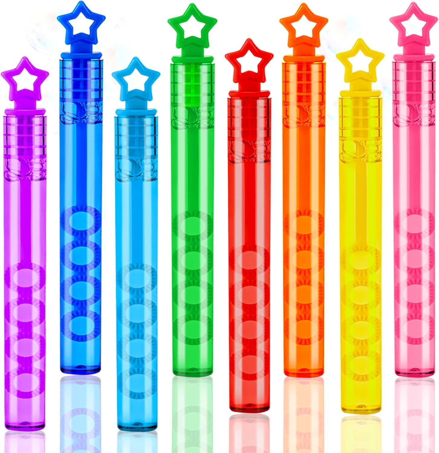 32 Pcs Mini Bubble Wadns Party Favors for Kids,8-Color Bubble Stick, Thanksgiving and New Year, Theme Birthday, Wedding, Summer Girls and Boys Carnival, Outdoor Gifts for Students