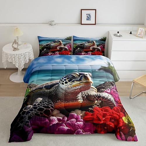 Miniatura 12 de Erosebridal Juego de edredón de ballena náutica, tamaño matrimonial, juego de ropa de cama retro azul con ondas oceánicas para niños y niñas, Negro