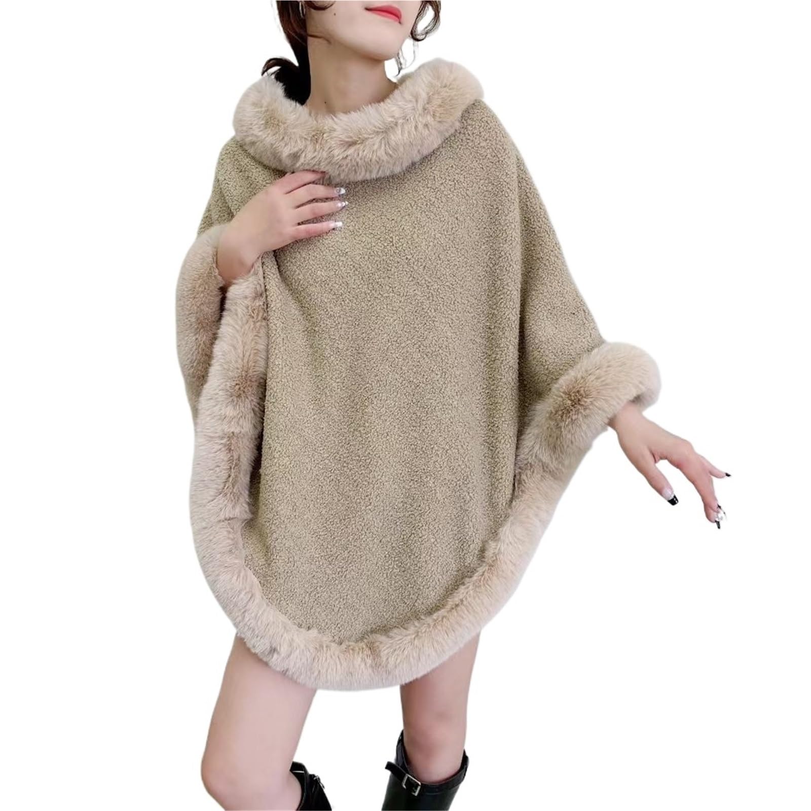 Poncho Donna Poncho da Donna Autunno Inverno, Spesso, in Velluto Granulato, Caldo, Scialle da Donna.