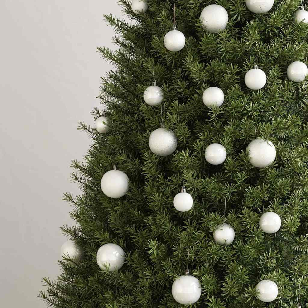 100-tlg. Weihnachtskugel-Set Weiß Kunststoff Glitzernd 3 Größen