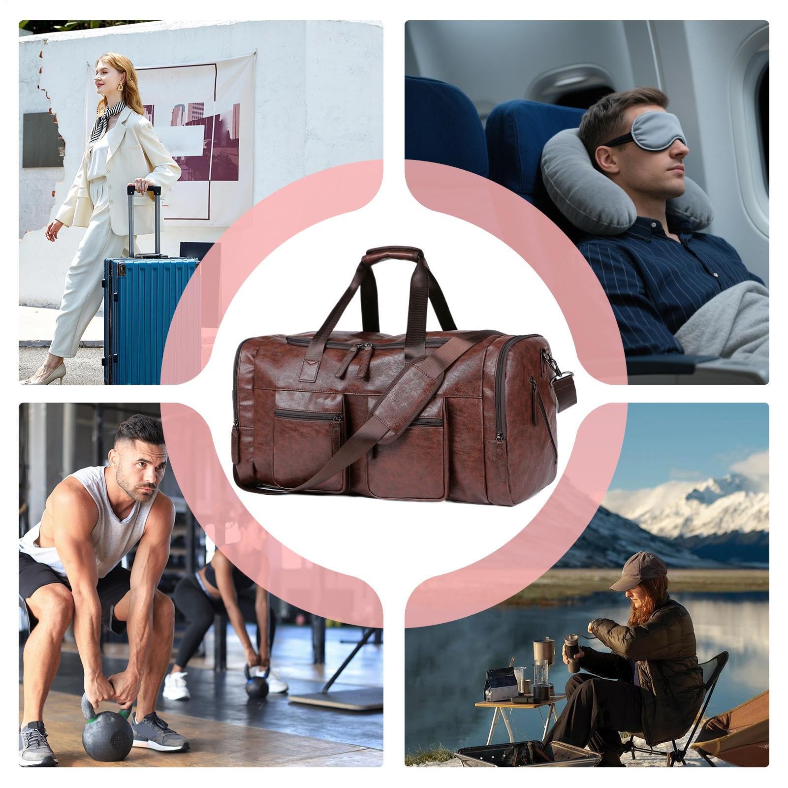 Borse Da Viaggio Duffle Per Uomini Grande Resistente Pelle PU | Borsa Per La Palestra, Da Viaggio, Per La Notte E Tote Per Weekend Aereo Vacanza Business Abbigliamento Scarpe Papà Marito