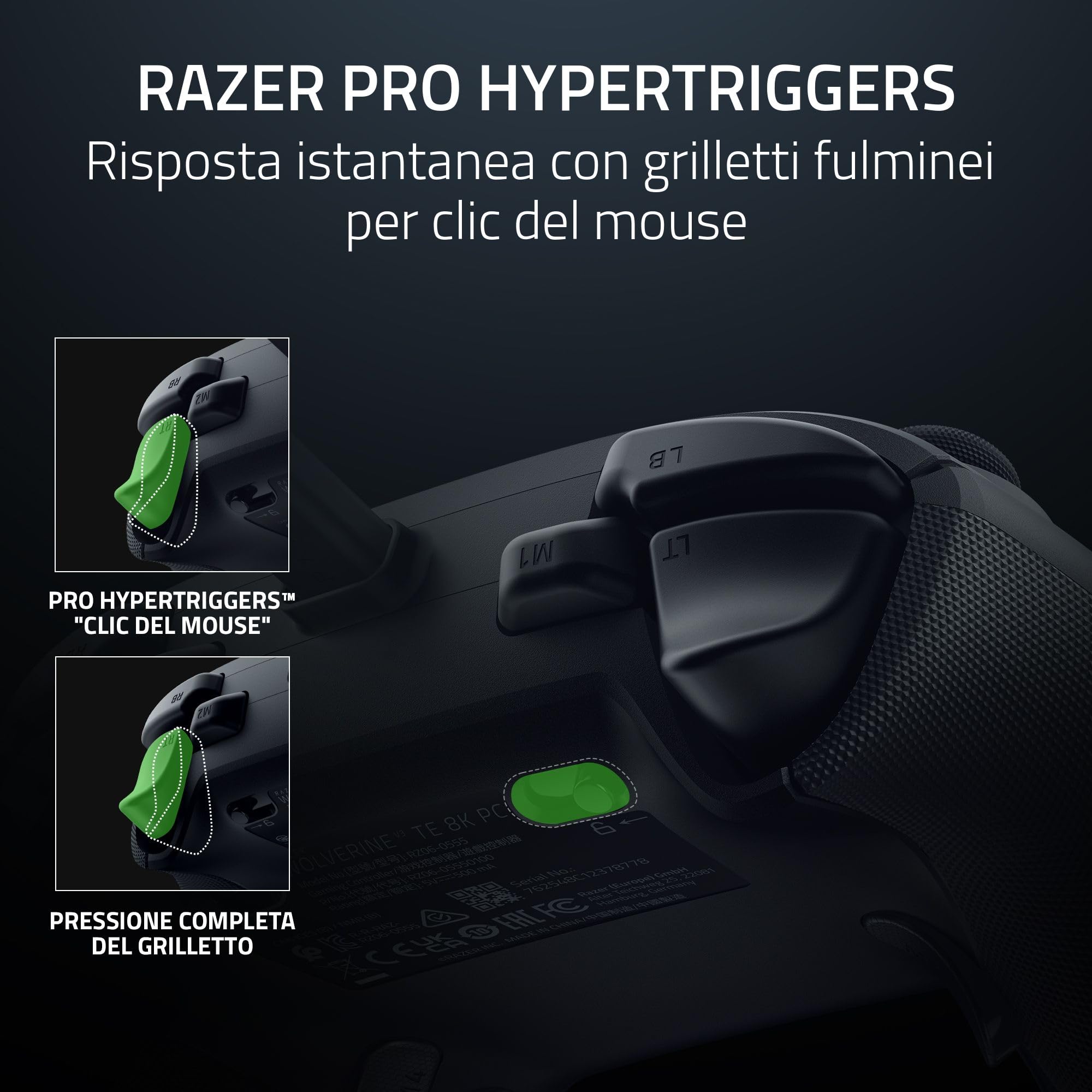 Razer Wolverine V3 Tournament Edition 8K PC - Controller cablato da esports per PC (8K Hz HyperPolling, Levette TMR con cappucci intercambiabili) Nero