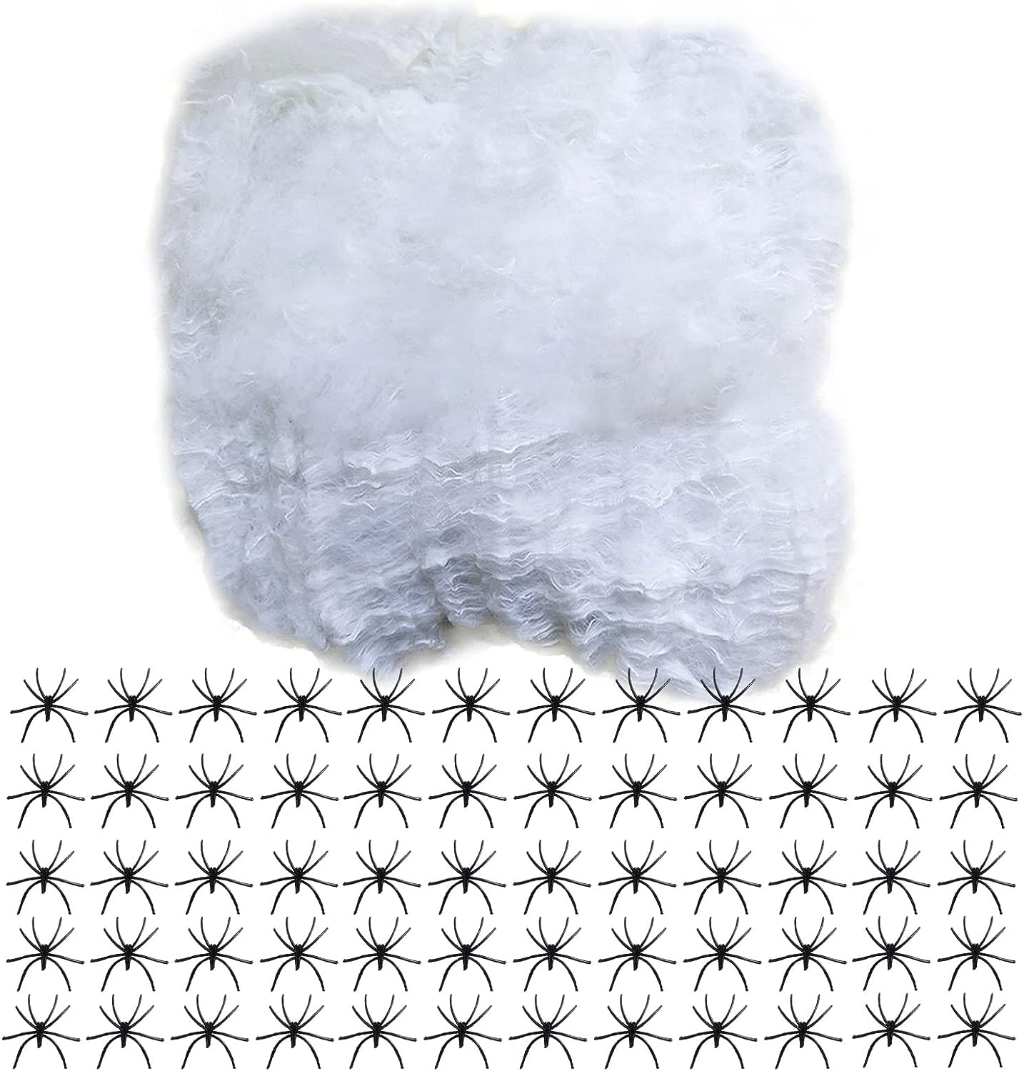 HI FINE Halloween Spider Web Decorations, 300g Luminous Spider Web Cotton with 60 Spiders, Halloween Decorations Spider Web and Realistic Spiders (Glowing spider web)