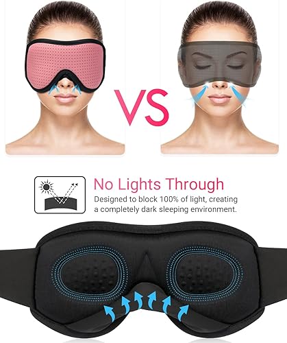 Miniatura 3 de MUSICOZY Máscara para dormir, antifaz para dormir, transpirable, para hombres y mujeres, comodidad 3D contorneada para dormir de lado, máscara de