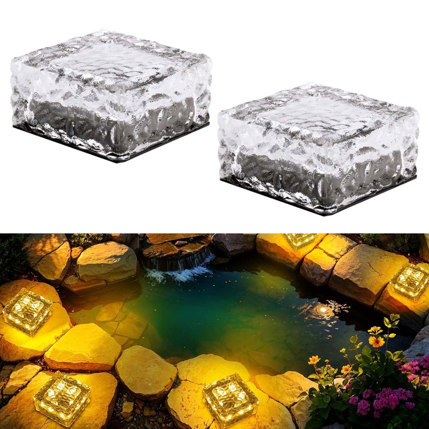 Solar-Mosaik-Gartenstecker – Gelbe Kugelleuchte, IP44 Wasserdicht, Mit Solarpanel, Automatisches Ein/Aus, Für Weg, Rasen, Terrasse