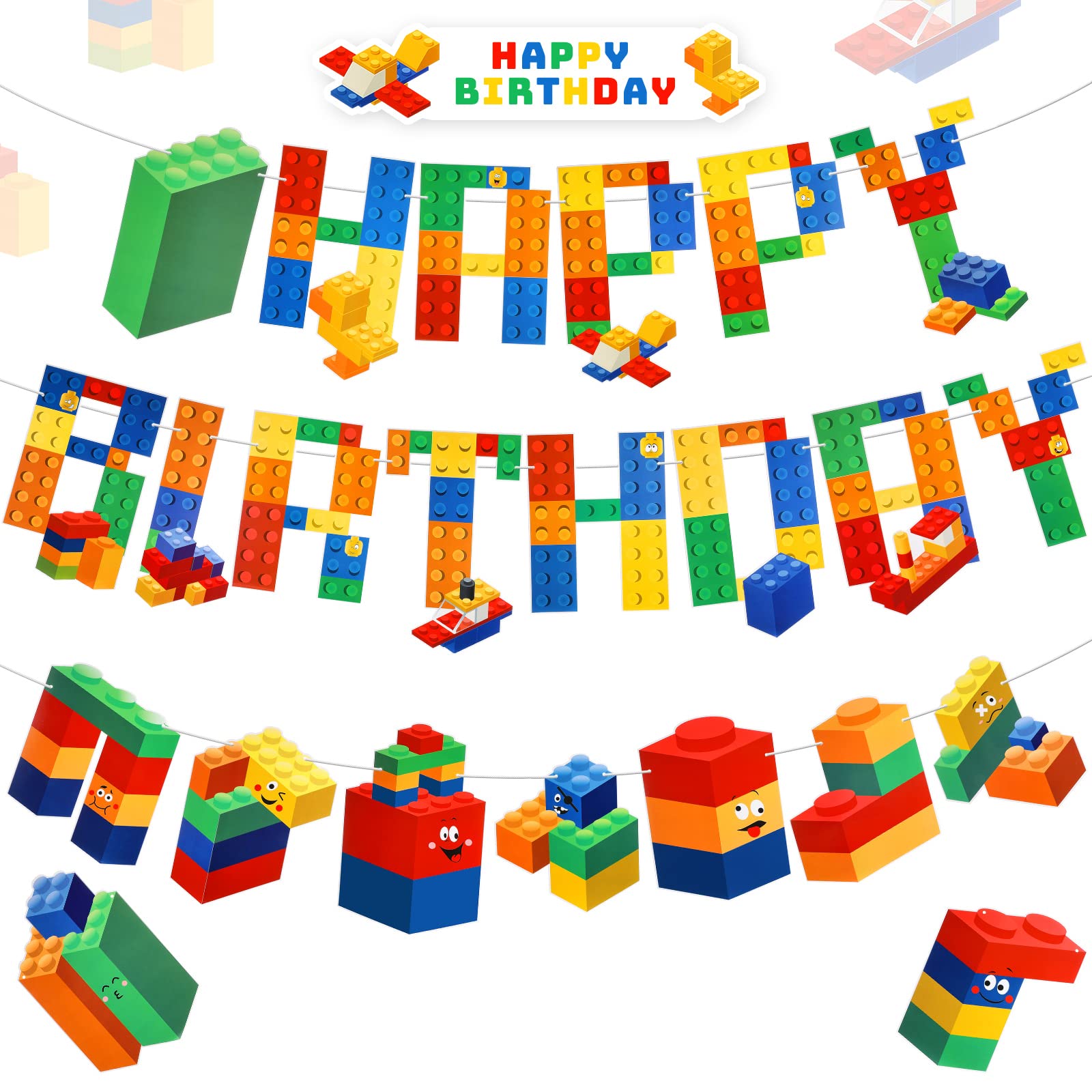 Buy 23 Pieces Building Block Birthday Party Supplies Backdrop Supplies