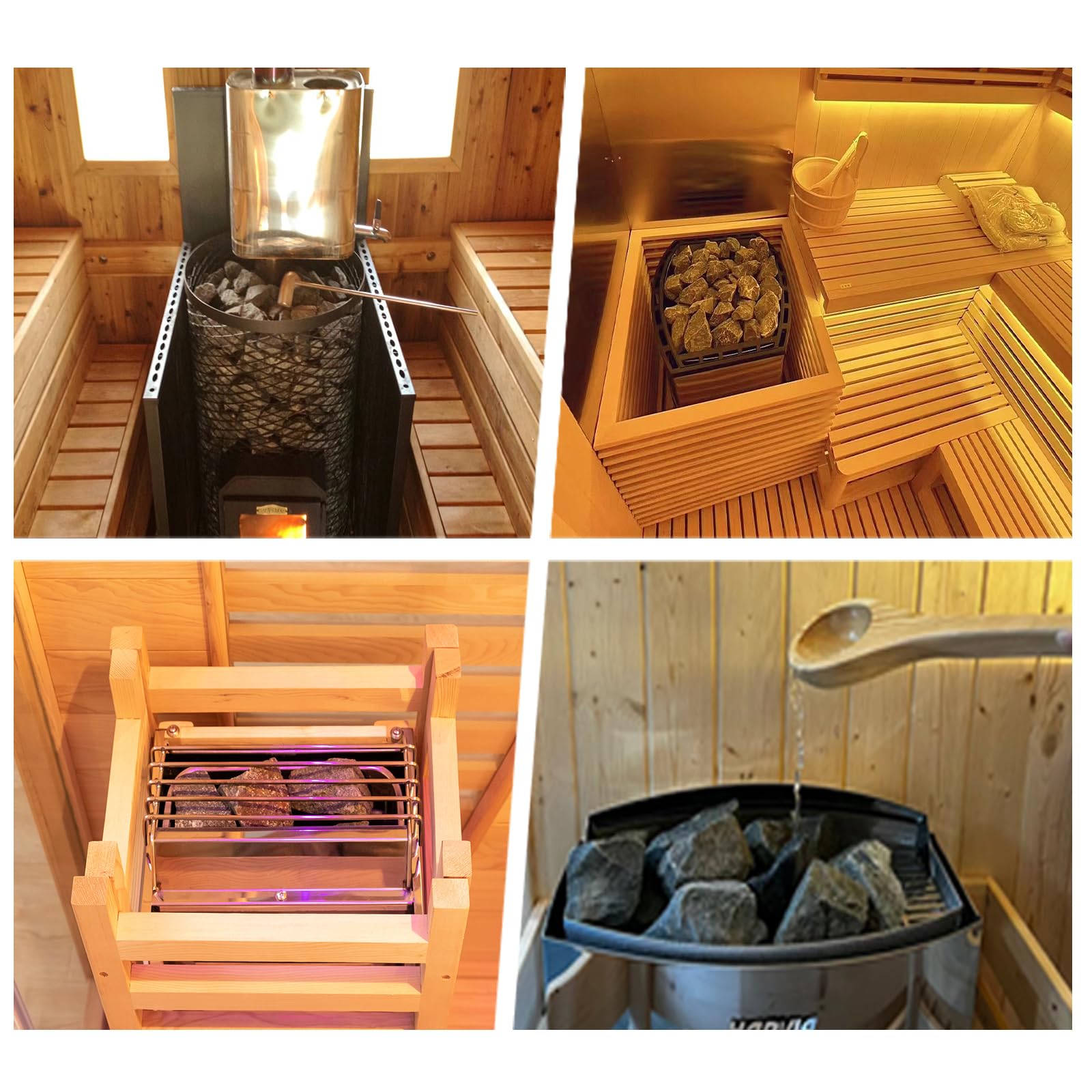 Smartmak Rocas de repuesto para sauna, caja de 33 libras de piedras volcánicas para calentador de sauna para interiores y exteriores, saunas de vapor tradicionales