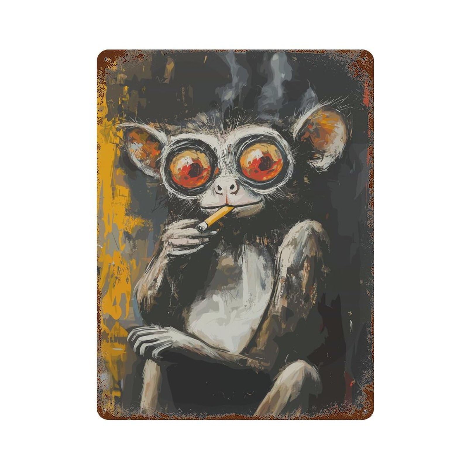 Smoking Monkey Retro Metal Sign 15.7"x11.8", Shabby Chic Decor for Garage, Pub Or Kitchen
