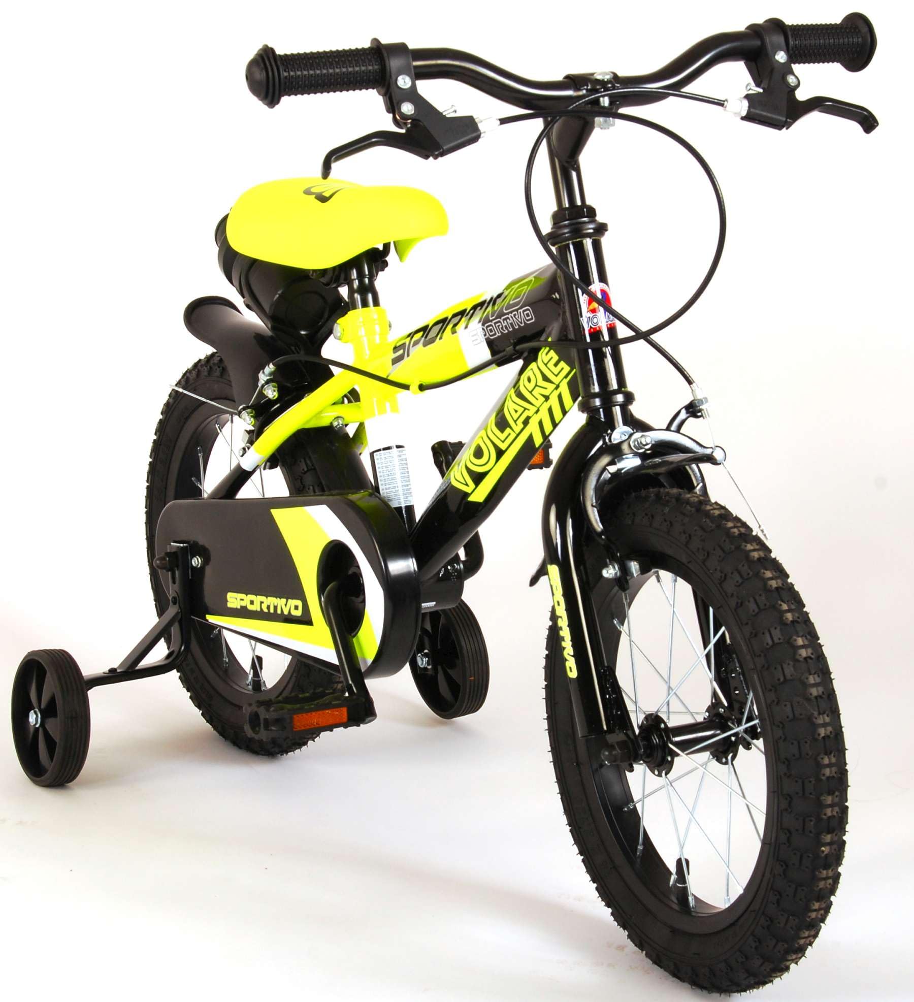 volare Bicicletta da Bambino da 14 Pollici Modello Sportivo con Movimento cenrale e sterzo a Sfera, Giallo e Nero
