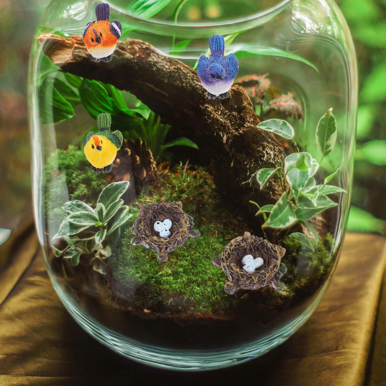 BESPORTBLE 1 Set Small Artificial Bird Nest Dollhouse Miniature Birds Mini House Kit Decorative Resin Birds Decor Tabletop Decoration Decorative Small Resin Mini Bird Nest Clip - Image 2