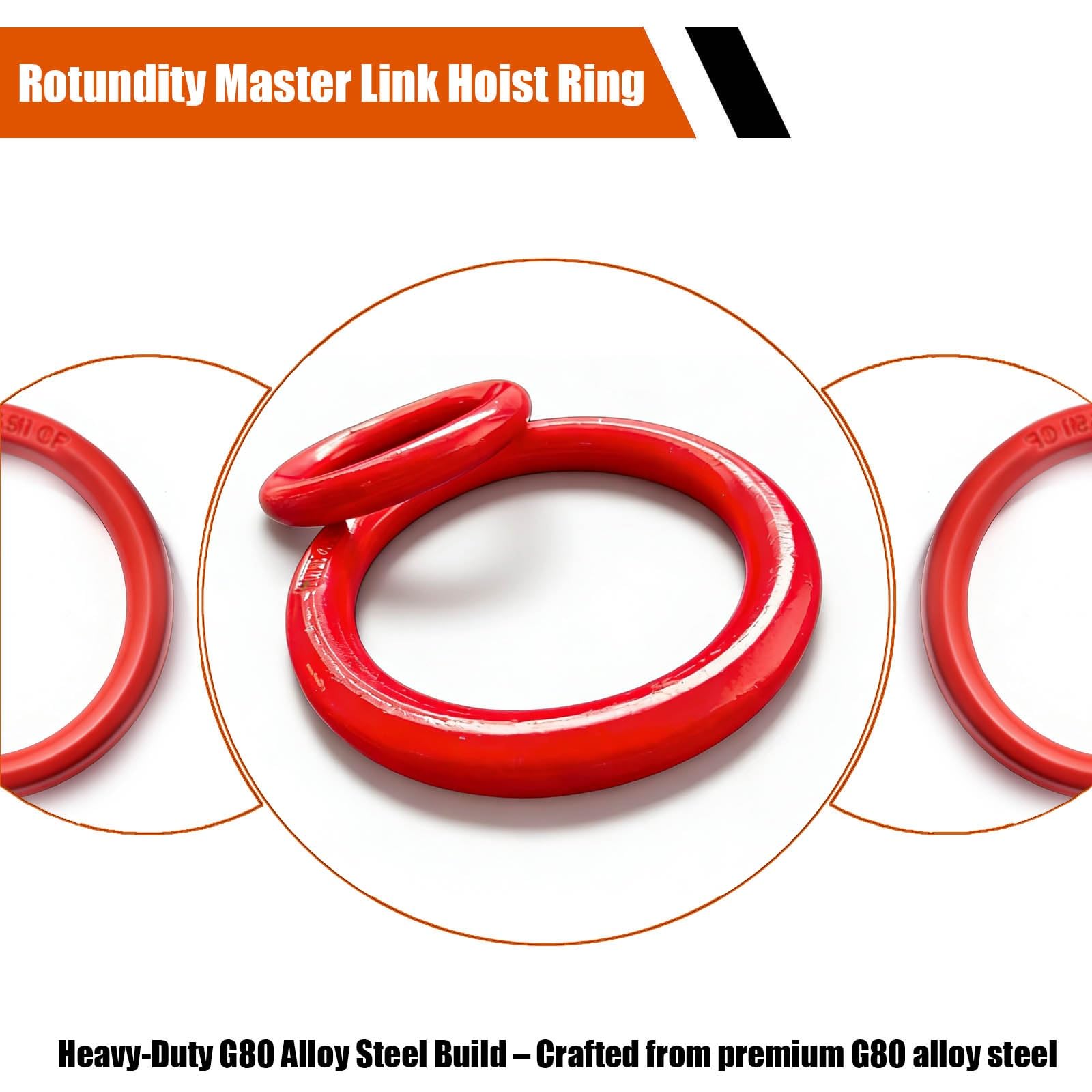 Pierścień podnoszący G80 Rotundity Master Link — okrągłe pierścienie dźwigowe do olinowania i podnoszenia ciężkich przedmiotów 1 szt.(20T/44092Lbs)