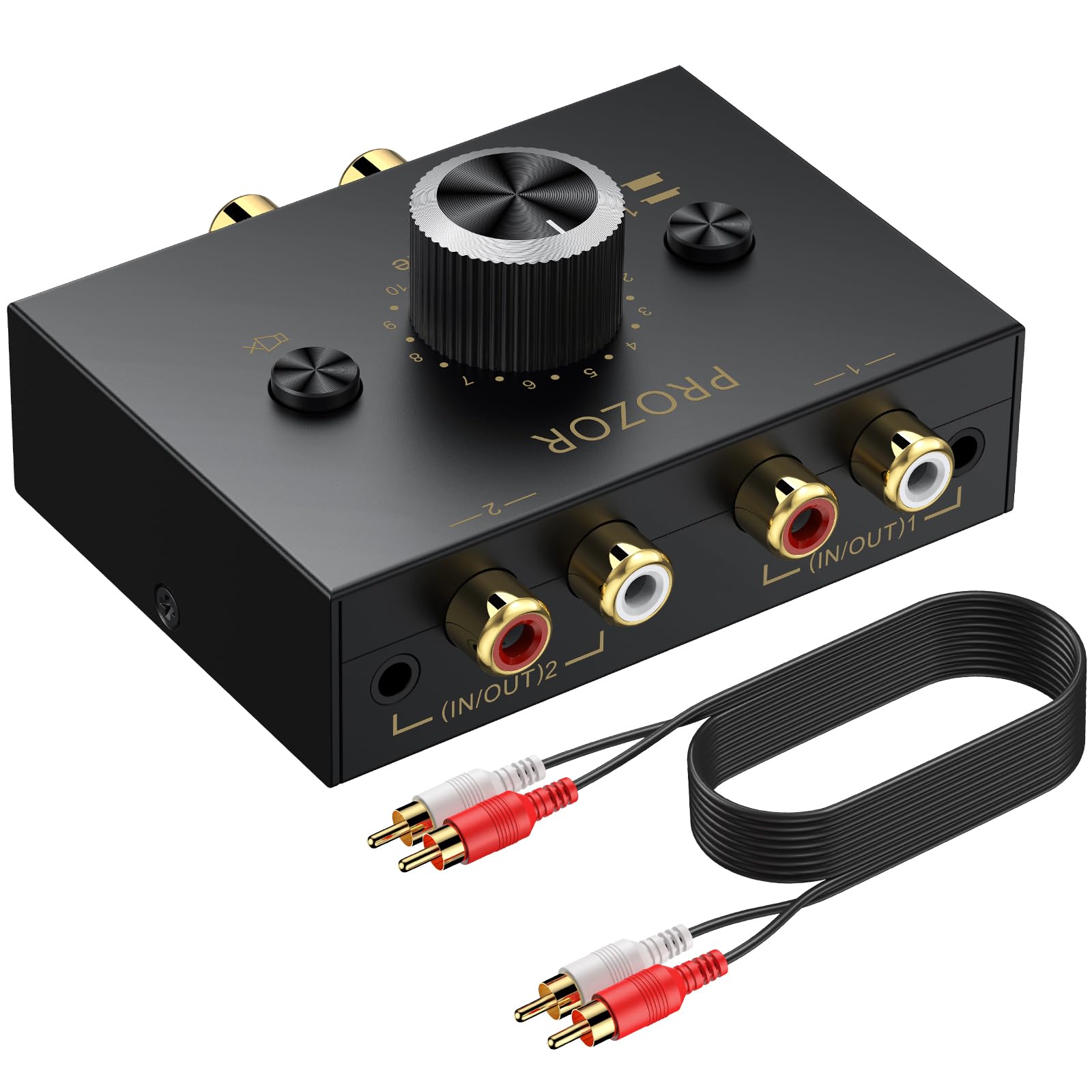 PROZOR 3.5mm & RCA Bi-Directional Audio Switch, 2-in-1-Out / 1-in